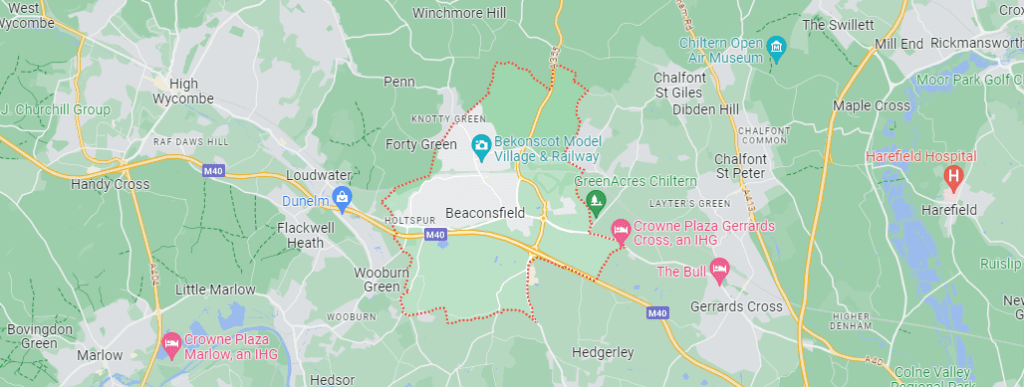 A Google Maps image of the location of Beaconsfield.