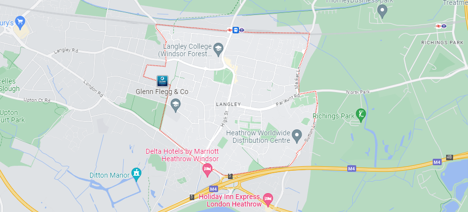 A Google Maps image of the location of Langley in London.