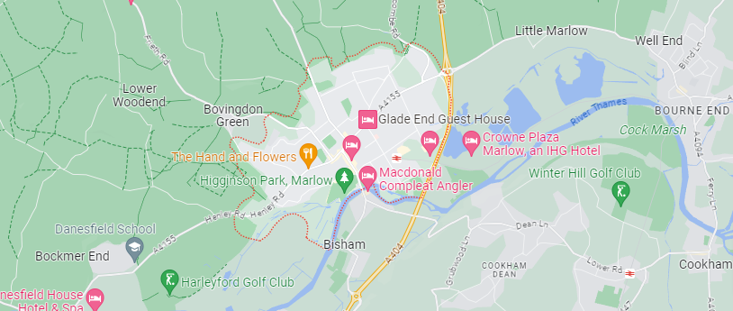 A Google Maps image of the location of Marlow in London.